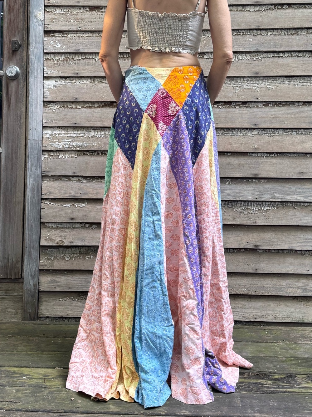 VTG Festival Bohemian Patchwork Maxi Skirt - Pastel Multi - Picture 7 of 16